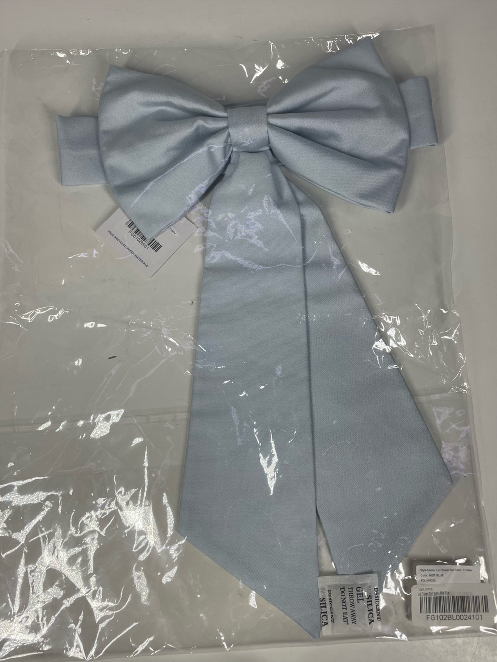 New Birdy Grey Liz Flower Girl Sash Mist Blue Size Toddler Sateen Wedding Birdie